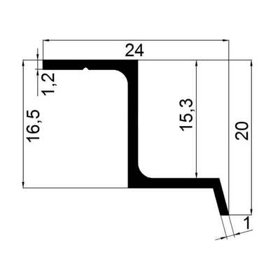 Профіль для натяжної стелі відокремлюючий ПАС-3282. 2,5м