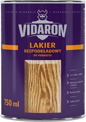 Купити Лак паркетний безгрунтовочний VIDARON безбарвний напівматовий 0,75 л фото та ціна