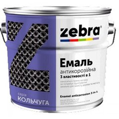 Купити Емаль антикорозійна Зебра Кольчуга 3 в 1 темно-сірий 2,0 л фото та ціна