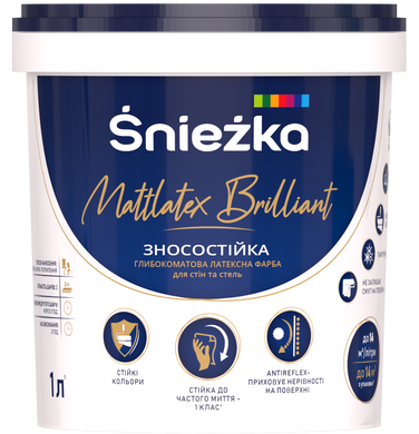 Купити Фарба інтер'єрна Sniezka MattLatex Brilliant 1,37 кг/1 л фото та ціна