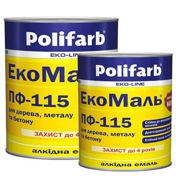 Купити Емаль Polifarb ПФ-115 коричнево-шоколадна 0,9 кг фото та ціна