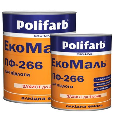 Купити Емаль Polifarb ЕкоМаль ПФ-266 жовто-коричнева 0,9 кг фото та ціна