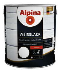 Купити Емаль універсальна Alpina Weisslack біла глянцева 0,75 л фото та ціна