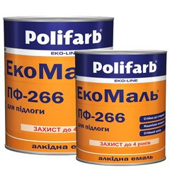 Купити Емаль Polifarb ЕкоМаль ПФ-266 червоно-коричнева 0,9 кг фото та ціна