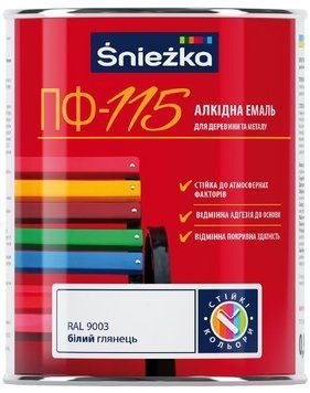 Купити Емаль алкідна Sniezka ПФ-115 синя глянцева 0,8 л фото та ціна