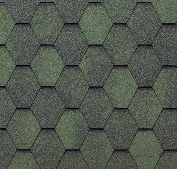 Купити Бітумна черепиця ECO ROOF HEXAGONAL 279 зелений мікс 2,3м2 фото та ціна