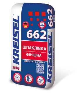 Купити Шпаклівка фінішна (цементно-вапняна, біла) KREISEL 662 25 кг (зовн/вн. роб) фото та ціна